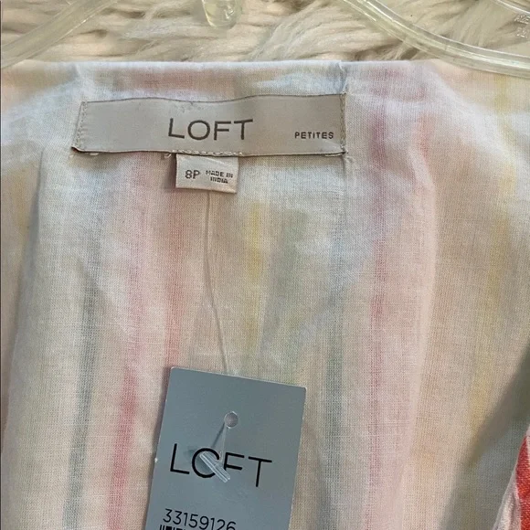 LOFT Colorful Striped Midi Summer Dress bottoms down size 8P brand new - Picture 10 of 12